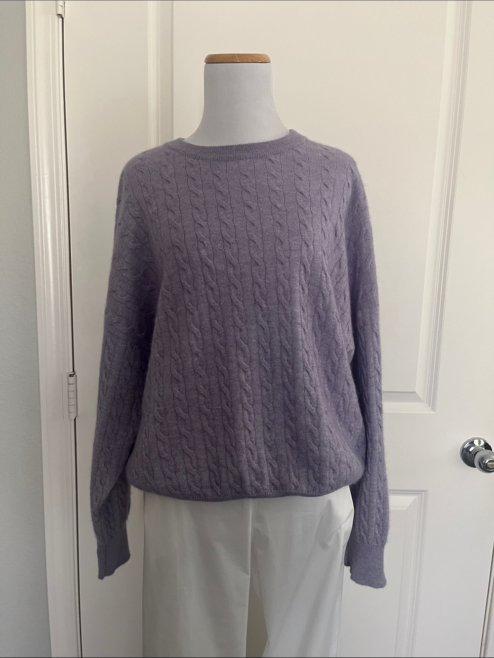 Brunello Cucinelli Lilac Cable-Knit Crewneck Sweater - Picture 13 of 14